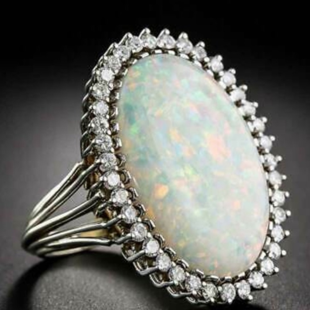 NEW 925 Sterling silver Opal Ring - Picture 2 of 4